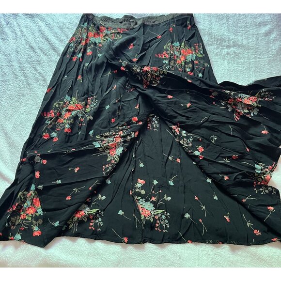 Carole Little Petites Womens Black Floral Print Wrap Midi Skirt Size 12P A-Line - Picture 10 of 11